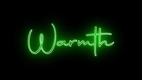 'Warmth' text animation with neon glow line. Stock Footage 282576951