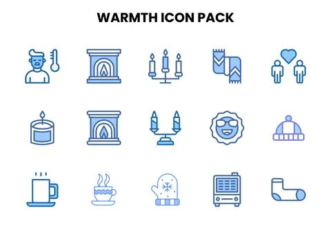 Warmth Two Colour Collection Icons Pack Stock Illustration