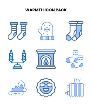 Warmth Two Colour Graphics Icons Pack Stock Illustration