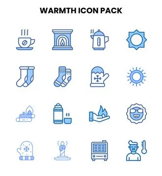 Warmth Two Colour Vector Icons Pack Stock Illustration