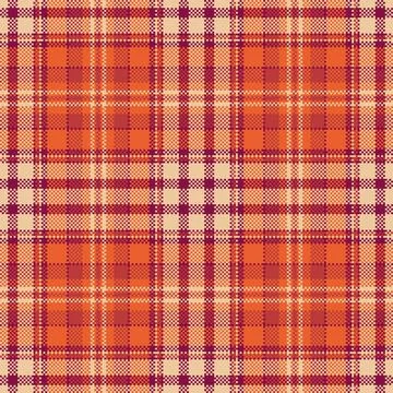 Warmtoned pixelated plaid pattern. Abstract seamless tartan texture in oran.. Stock Illustration