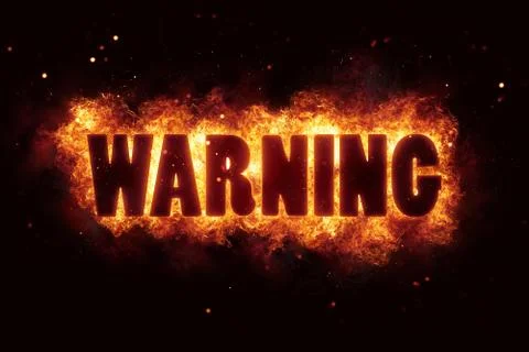 Warn warning fire burn flame text is explode Stock Illustration