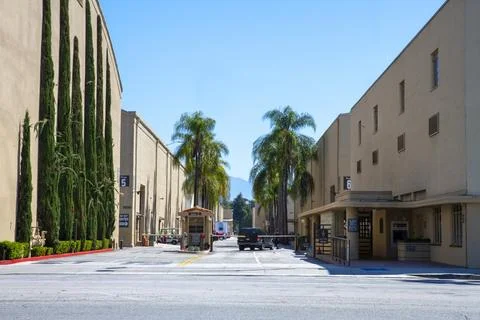 Warner Bros. Studios Gate 2 main entrance, logo, sign, motion picture studios Stock Photos