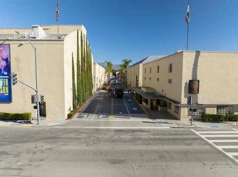 Warner Bros. Studios Gate 2 main entrance, logo, sign, motion picture studio Stock Photos