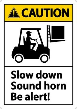 Warning 2-Way Slow Down Sound Horn Sign On White Background Stock Illustration