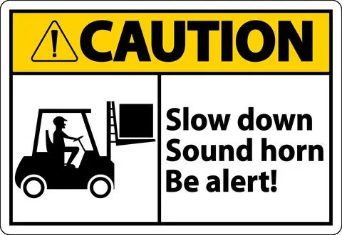 Warning 2-Way Slow Down Sound Horn Sign On White Background Stock Illustration