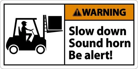 Warning 2-Way Slow Down Sound Horn Sign On White Background Stock Illustration