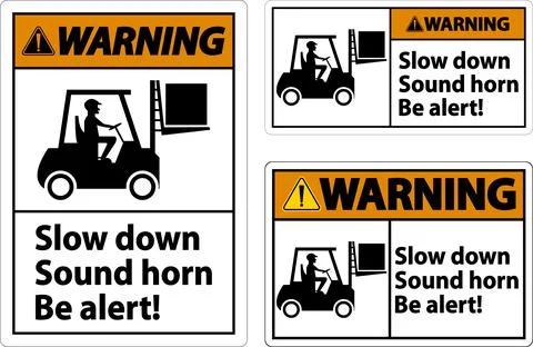 Warning 2-Way Slow Down Sound Horn Sign On White Background Stock Illustration