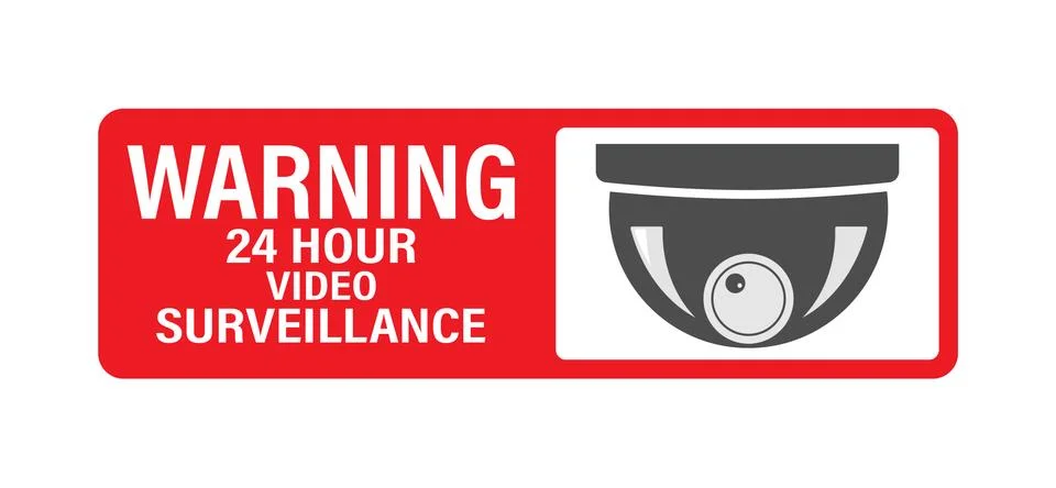 WARNING 24 hours video surveillance. Vector video surveillance sign with the Stock Illustration