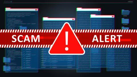 Warning about scam calls and messages often received on mobile devices Stock Illustration