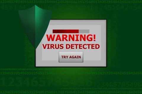 Warning about virus attack to protect information. Illustration Stock Illustration
