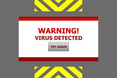 Warning about virus attack to protect information. Illustration Illustrazione stock