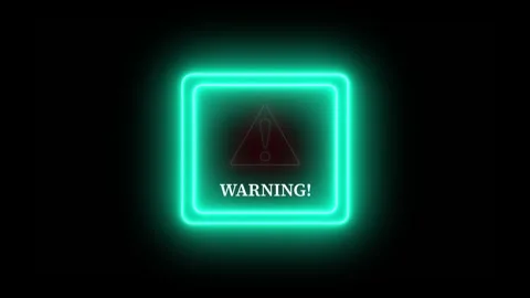 Warning alert error neon sign animation isolated on black background Video stock 321605768