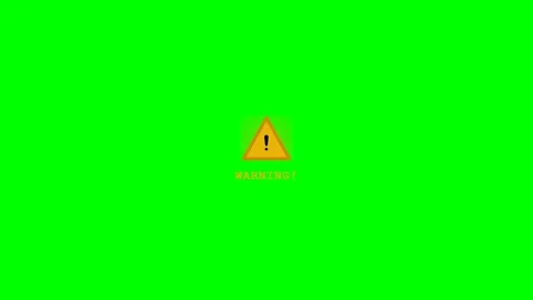 Warning alert exclamation danger sign on green screen Video stock 343496210