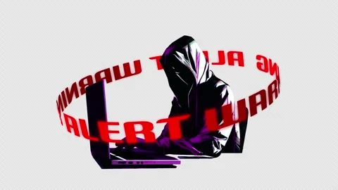 Warning alert with hacker in alpha channel transparent background 스톡 동영상 250239174
