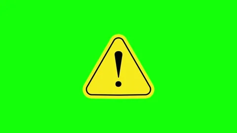 Warning Alert Icon Animation, Exclamation Triangle Sign with Green Screen Video stock 310949349