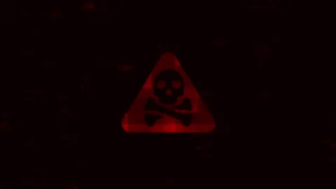 Warning alert icon hacked system. malicious software, virus, spyware, malware Video stock 295327776