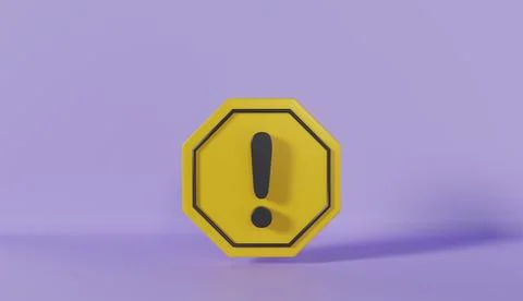 Warning alert icon on purple background Stock Illustration