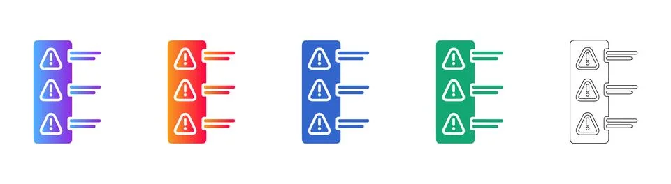 Warning Alert List Icon Set Illustrazione stock