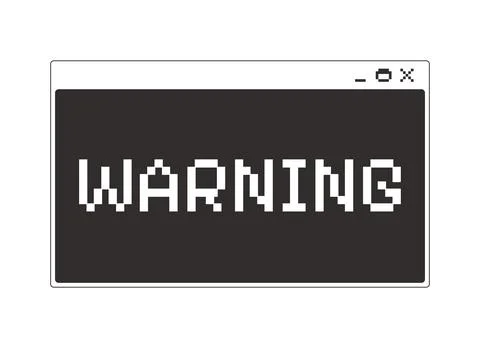 Warning alert monochrome pixel pop-up window Stock Illustration