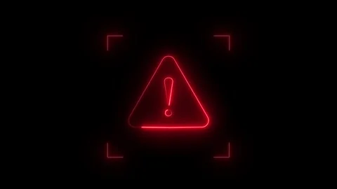 Warning Alert Neon Sign Animation with Exclamation Mark on Black Background Video stock 316959953