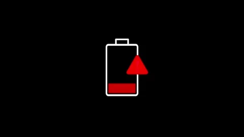 Warning alert notification icon on smartphone low battery animation Stock Footage 339315066