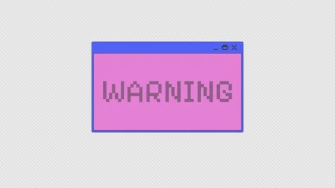 Warning alert pixel art pop-up window UI overlay animation Stock Footage 333308787