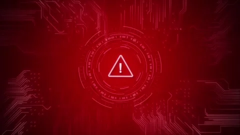 Warning Alert Screen loop Blinking glitch error Security breach warning on Stock Footage 277099840