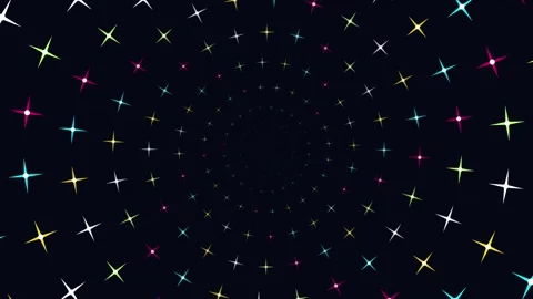 Warning Alert Screen with Vibrant Glowing Star Tunnel Animation Stock Footage 346505074