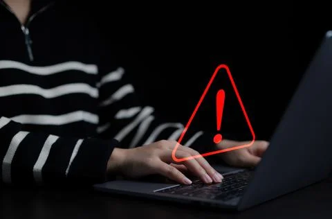 Warning alert system concept, system hacked on computer network, cybercrime, Stock Photos