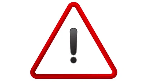Warning, alert traffic sign with an exclamation mark in a white triangle Stock Footage 313348022
