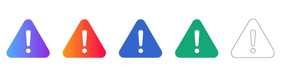 Warning Alert Triangle Icon Set Stock Illustration