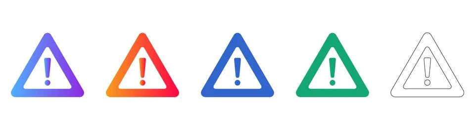 Warning and Attention Alert Triangle Icon Set Stock Illustration