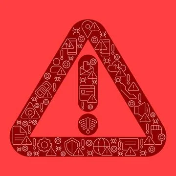 Warning and error signal shaped concept filled with editable linear icons イラスト素材
