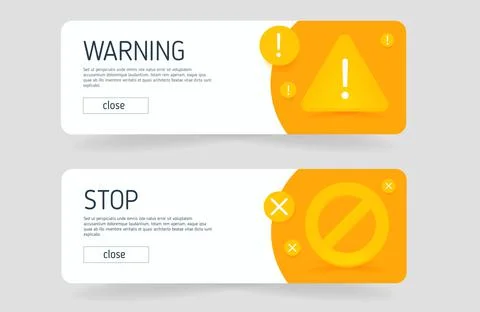 Warning and stop Popup Template. Alerts about dangerous errors, a problem with a Stock Illustration