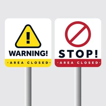 Warning and stop sign with flat design Stock Illustration