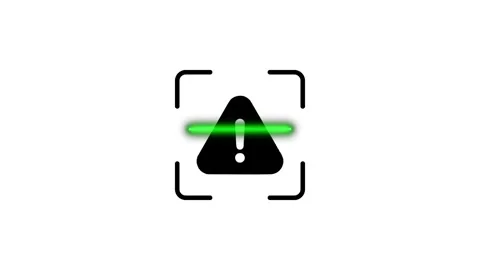 Warning animation with scanning laser light in a digital frame motion graph.. Stock Footage 346498756