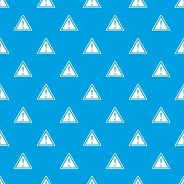 Warning attention sign with exclamation mark pattern seamless blue 스톡 일러스트