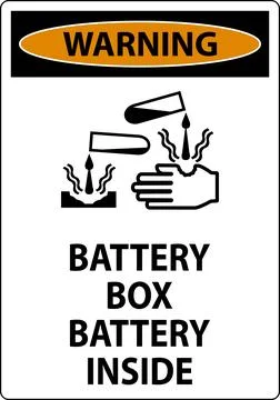 Warning Battery Box Battery Inside Sign With Symbol Illustrazione stock