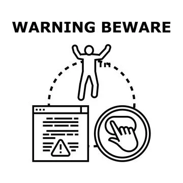 Warning beware human digital security threat Stock Illustration