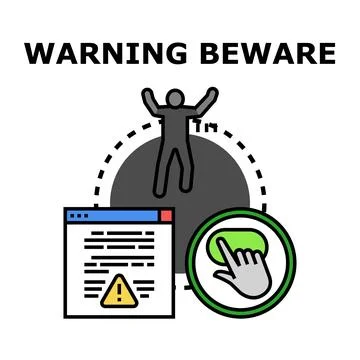 Warning beware human digital security threat Stock Illustration