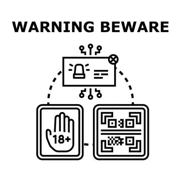 Warning beware system for digital age content Stock Illustration