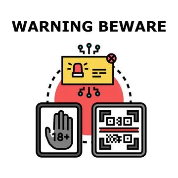 Warning beware system for digital age content Stock Illustration