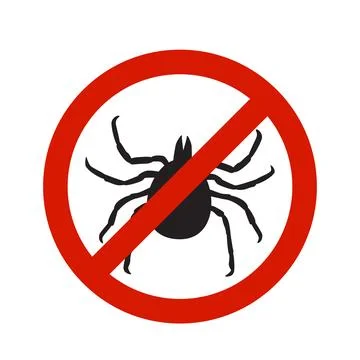 Warning, beware of ticks vector illustration. Tick insect in the prohibition Stock Illustration