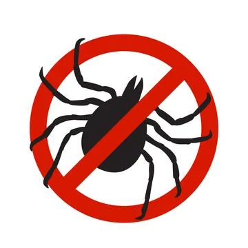 Warning, beware of ticks vector illustration. Tick insect in the prohibition Stock Illustration