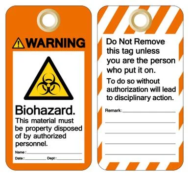 Warning Bio-hazard This Material Must Be Property Disposed Of By Authorized P Stock Illustration