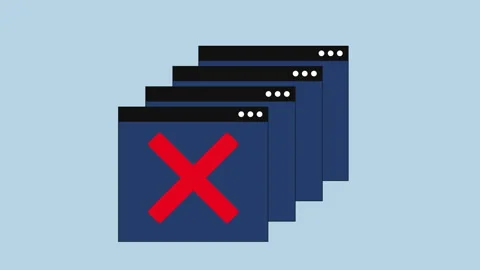 Warning browser windows, System error alert popups 2d animation with alpha matte Stock Footage 335732797