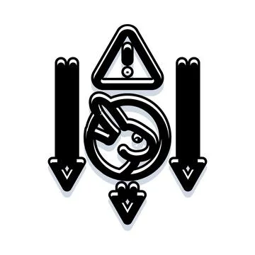 Warning bunny icon with pointing down arrows Stock Illustration
