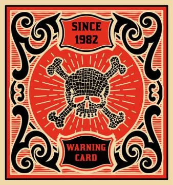 Warning card. Baroque style. Vector Layered Stock Illustration