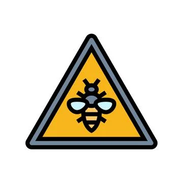 Warning caution bees color icon vector illustration Stockillustratie